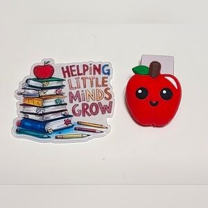 Flatback Teacher Apple Focal Bead Crafts‎ Badge Keychqin Bag Clip Teaching